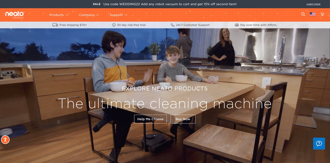 Neato’s Existing Website Homepage